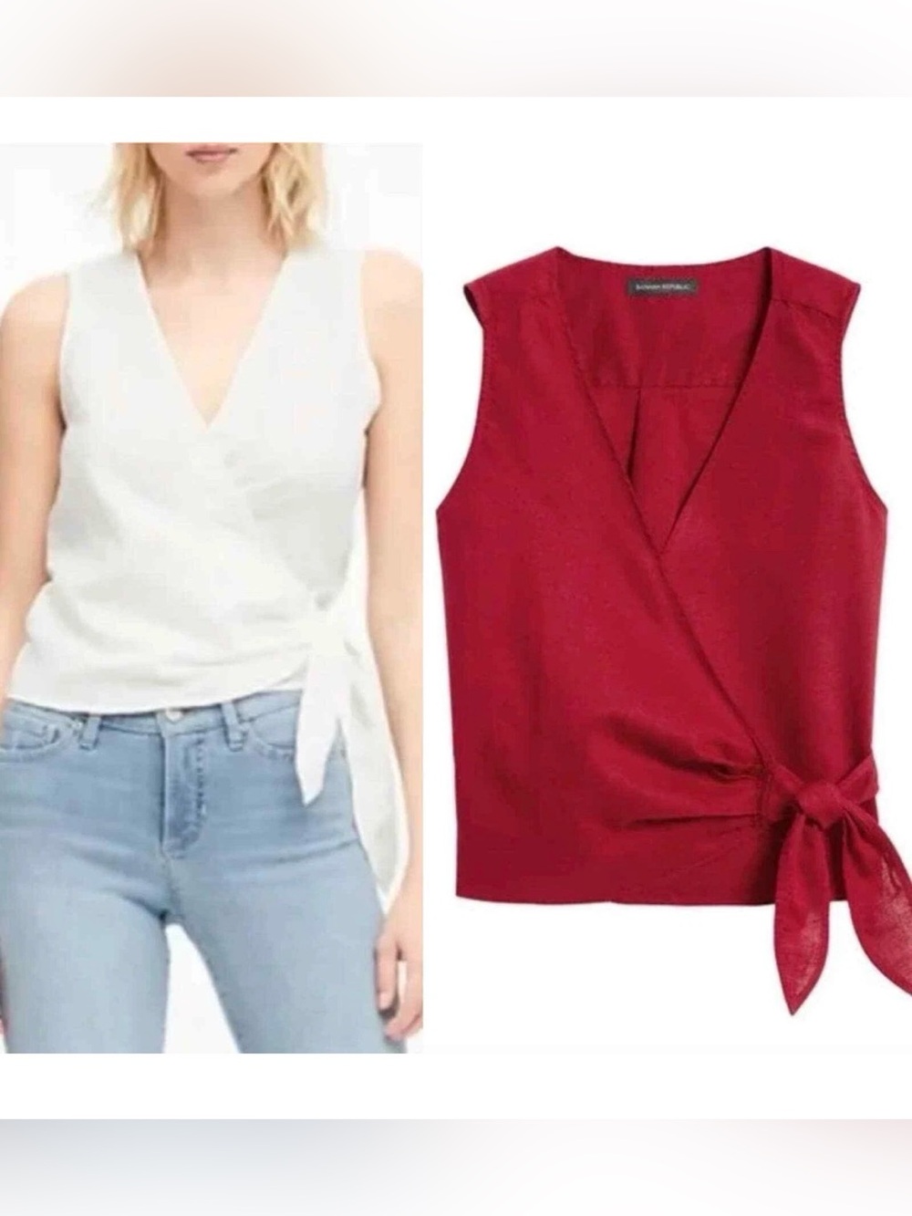 Banana Republic Y2K sleeveless Tie Wrap Linen Blend Top NWT